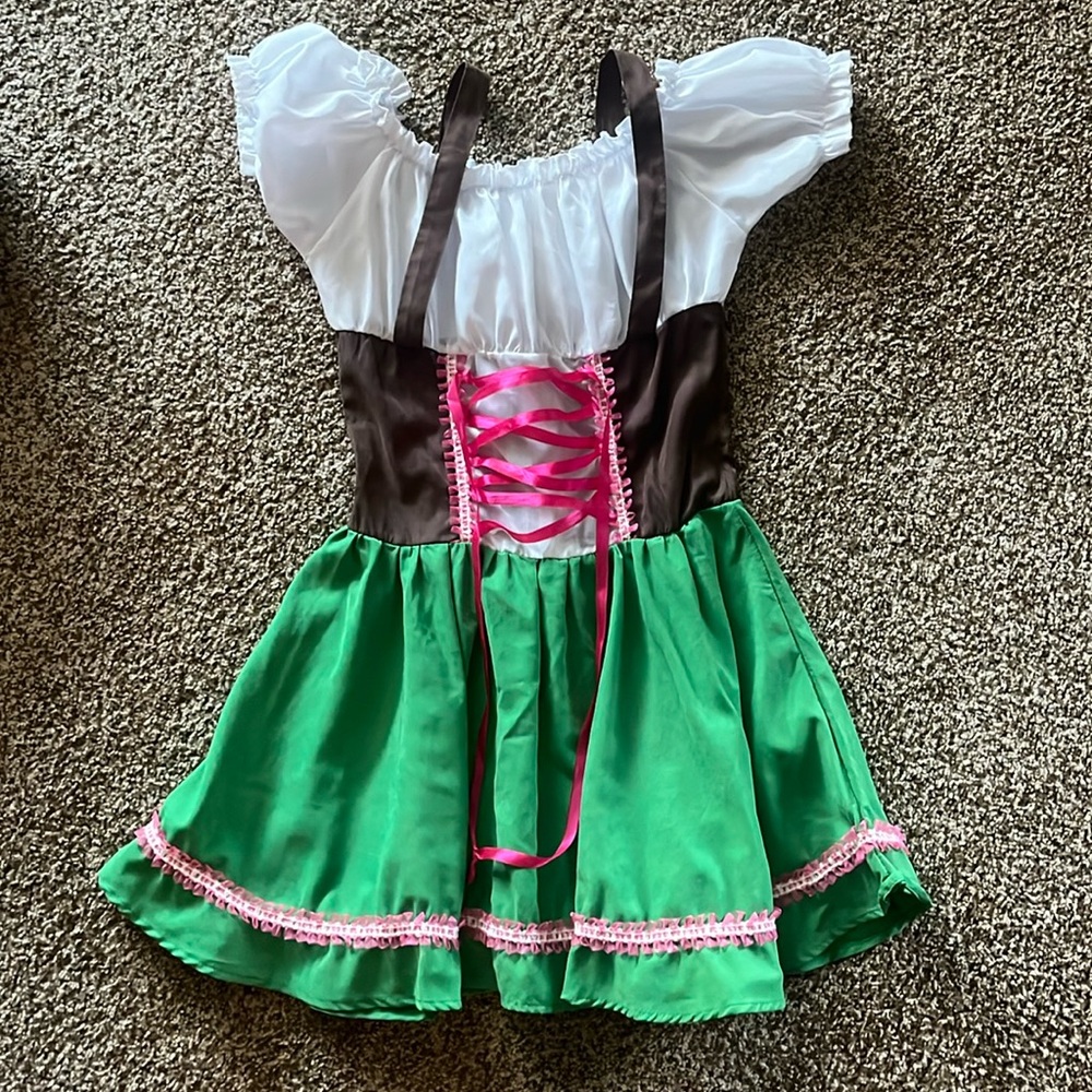 Kids Oktoberfest Beer Maid Costume German Dirndl Dress Girls Size Large 10-12